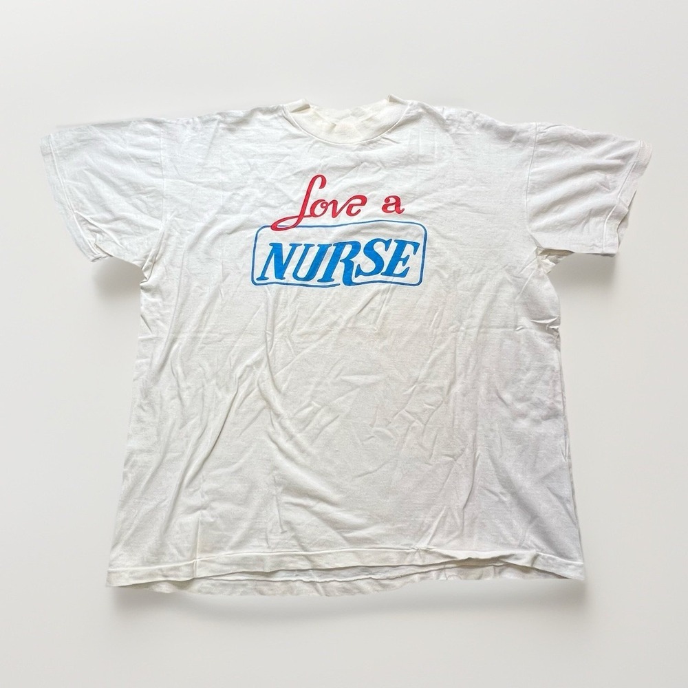 Tales JM Tokyo Vintage 90s Single Stitch Love A Nurse Graphic T-Shirt White L